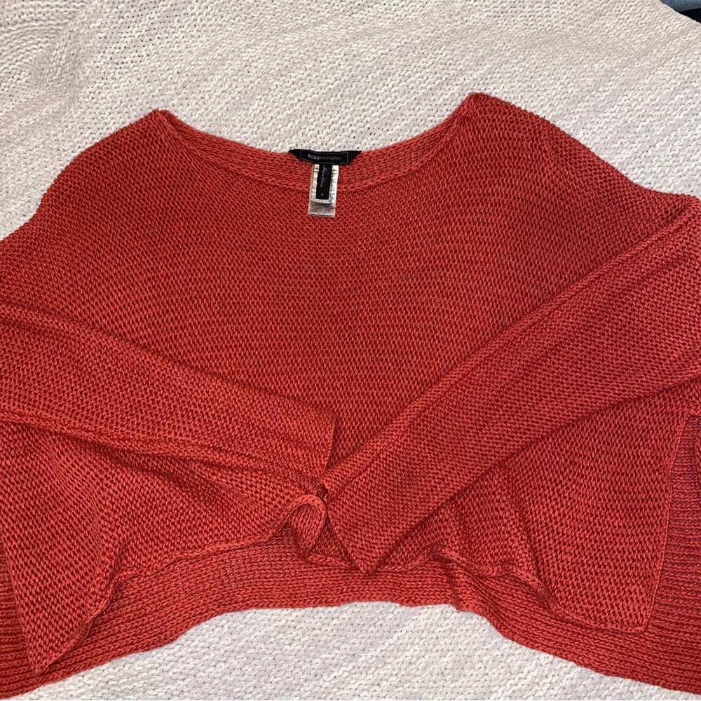 BCBGMAXAZRIA Cropped Crochet Sweater Size Small